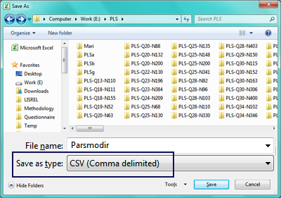 ذخیره فایل CSV
